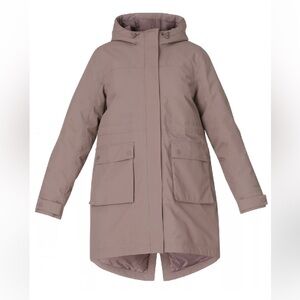 Sweaty Betty Stride Waterproof Winter Shearling Lined Tan Parka Coat Size 8